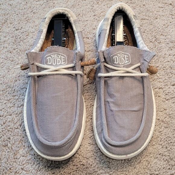 Hey Dude Wally Shoes Men’s Gray Woven Sz 10 Boho Coastal Artisan Lightweight GUC - Picture 2 of 10